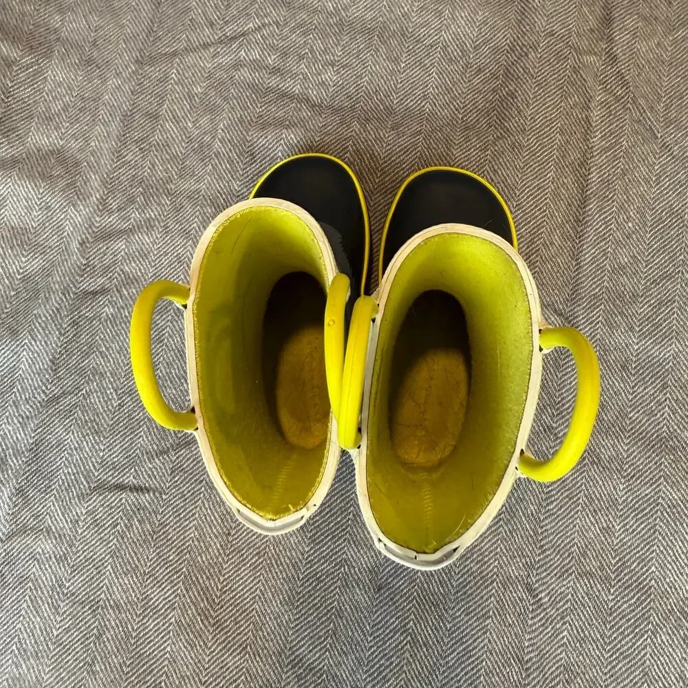 Kamik Rain Boots Dinosaur Yellow Black US 5 Little Kid Toddler Baby